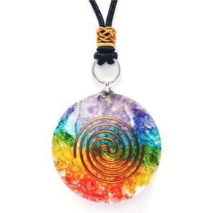 Handcrafted 7 Chakras Orgone Pendant; Spiritual Healing Crystal Necklace Pendant